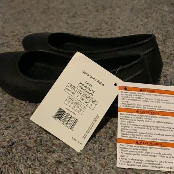 CROCS Laura Black Ballet Flats NEW - Picture 3 of 5